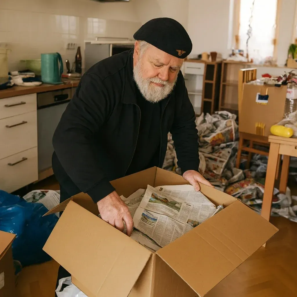 Küchenentrümpelung mit Verpackungsmaterial